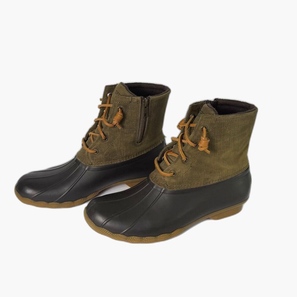 Sperry Duck Boots Womens 10 Brown Black Waterproof Rain Lace Up Ankle - Picture 2 of 8